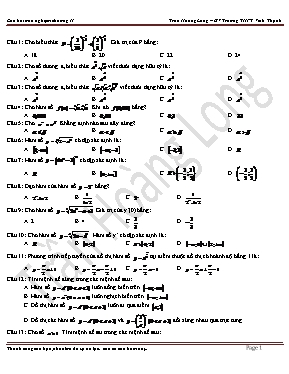 Câu hỏi trắc nghiệm chương II môn Toán - Trường THPT Vĩnh Thạnh